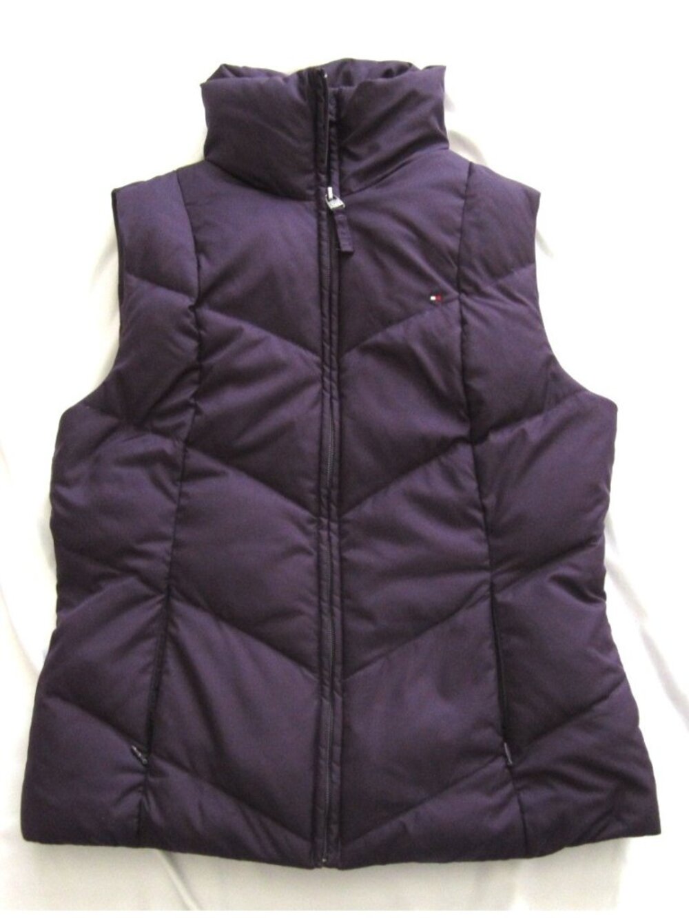Tommy Hilfiger Puffer Vest Women Sz S Zip Quilted Duck Feather Down (WJ112)